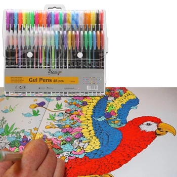 H05B 48 уникальных цветных гелевых ручек, художественных маркеров для взрослых, детских принадлежностей для рисования, подарочный набор