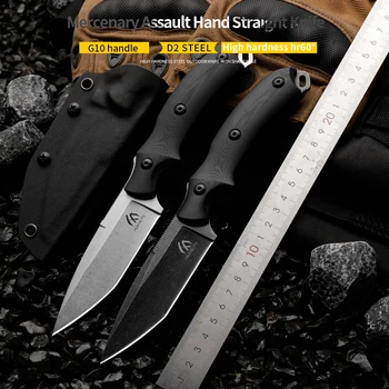 HUANGFU Высококачественный уличный нож из стали D2 с фиксированным лезвием, нож для выживания в дикой природе, мужской подарочный спасательный нож, походный охотничий нож