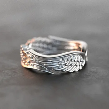 Huitan Простые Стильные женские кольца с крыльями, Металлические, посеребренные, Романтический подарок для девушки, Универсальное кольцо для вечеринки, женская Бижутерия