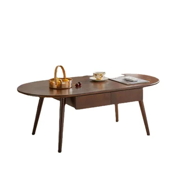 Hxl Чайный столик в гостиной, чайный столик в маленькой квартире, двухслойный прямоугольный столик из массива дерева в японском стиле