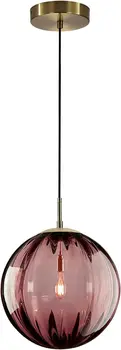 KCO Lighting Современный подвесной светильник с большим глобусом, 1-Ламповый Подвесной светильник из синего стекла, Кухонный остров, Винтажное ребристое стекло