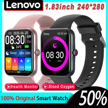 Lenovo 2023 Новые умные часы 1,83 дюйма Bluetooth для ответа на телефонный звонок Умные часы для здоровья Кислорода в крови Спортивные часы для отслеживания для мужчин и женщин