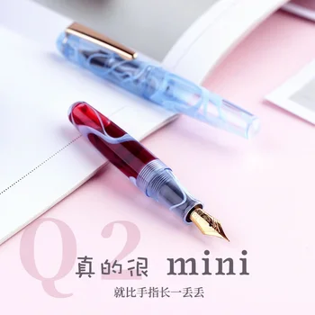 MAJOHN New Q2 Cute Mini Импортная короткая ручка из смолы, написанная от руки дизайнером, тонко заостренная Портативная карманная ручка для мужчин и женщин