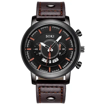 Men's Leather Military Casual Analog Quartz Date Wrist Watch Business Watches часы мужские наручные часы мужские akıllı saat
