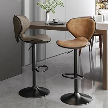 Nordic Мобильные барные стулья High Kitchen Cafe Home Вращающиеся кожаные барные стулья с акцентом, Металлические регулируемые табуреты, мебель Altos