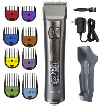 OPOVE Электрический триммер для волос для парикмахера, профессиональные аккумуляторные мужские/детские машинки для стрижки волос со временем работы 250 минут и интеллектуальным ЖК-дисплеем