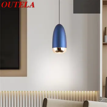 OUTELA Современные синие подвесные светодиодные светильники Простота Креативного дизайна Прикроватная потолочная люстра для домашней спальни, бар