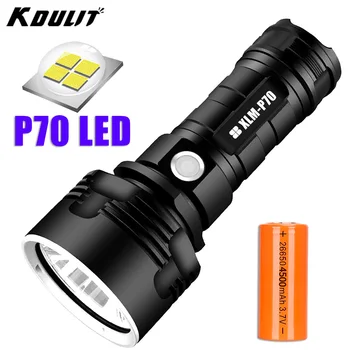 P70 Мощный светодиодный фонарик USB Перезаряжаемый Тактический фонарь с батареей 26650, Водонепроницаемый фонарь для кемпинга, наружная аварийная лампа