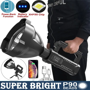 P90 Портативный Мощный светодиодный фонарик С креплением на кронштейн Ручной Прожектор USB Перезаряжаемый прожектор Водонепроницаемый фонарь