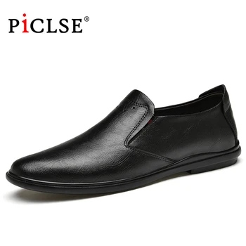 PICLSE Люксовый бренд, деловая Повседневная кожаная обувь, мужские туфли на плоской подошве, удобные мокасины, мужские лоферы, Обувь