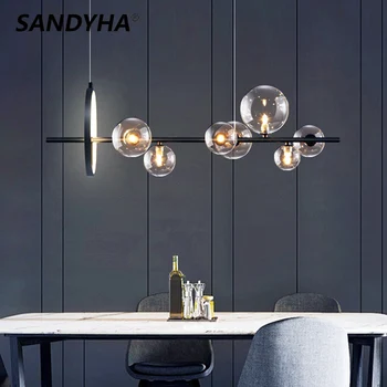 SANDYHA В индустриальном стиле, люстра со стеклянным шаром, светодиодные подвесные светильники Bubble для столовой Над кухонным островом, барной стойкой, настольной подвесной лампой