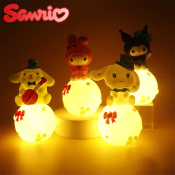 Sanrio Hello Kitty Kuromi Cinnamoroll Ночник Светящаяся Детская Игрушка Прикроватная лампа Мультяшный Домашний Декор спальни Подарки на День Рождения