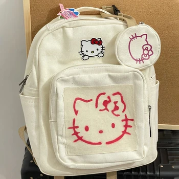Sanrio Hello Kitty Рюкзак Женская Школьная Сумка Большой Емкости Студенческий Кампусный Рюкзак Подарочный Школьный Рюкзак для Студентов колледжа