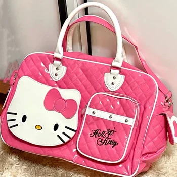 Sanrio Hello Kitty, сумка через плечо большой емкости, розовые сумки через плечо для женщин, Y2k, Милая девушка, сумка из искусственной кожи