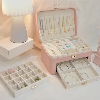 SmartOrganizer Коробка для хранения ювелирных изделий из искусственной кожи для женщин, кольца для девочек, Серьги, ожерелье, органайзер