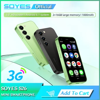 SOYES S26 Ультратонкий смартфон 2 ГБ оперативной памяти 16 ГБ ПЗУ Android8.1 С двумя SIM-картами В режиме ожидания 1000 мАч 3G Сетевой Компактный Мобильный телефон