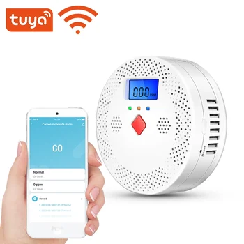 Tuya Wifi Детектор Угарного газа с ЖК-Дисплеем 70 дБ Звуковой Сигнал CO датчик газа Домашняя Безопасность защитное оборудование Smart LIfe