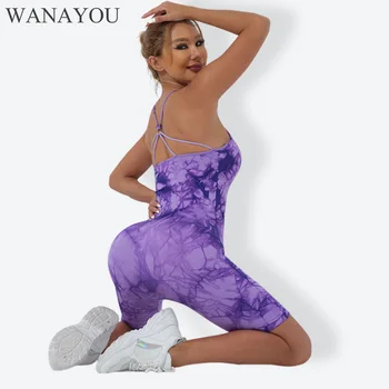 WANAYOU Женский тренировочный костюм для йоги, женский спортивный комбинезон, комбинезон для фитнеса, эластичный женский спортивный комбинезон, тренировочное боди