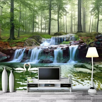 wellyu Пользовательские обои 3d фотообои обои лесной ручей водопад лесная пейзажная живопись гостиная ТВ фон обои