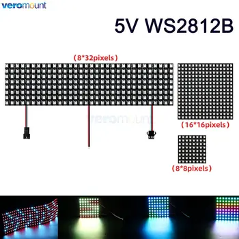 WS2812B IC 8X8 16X16 8X32 Светодиодная Пиксельная Панель Гибкий Матричный Экран WS2812 RGB Полноцветный Модуль Dream Color С Индивидуальным Адресом 5 В