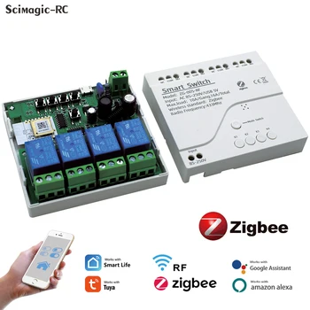 Zigbee Smart Relay Switch Модуль 1/2/4 Канала 12V 24V 7-32V 220V USB 5V RF/APP Пульт Дистанционного Управления Умный Дом Работа С Alexa