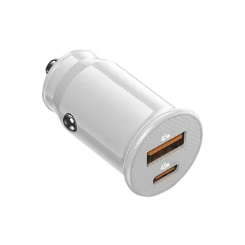Автомобильное зарядное устройство Mini USB Быстрая зарядка Автомобильное зарядное устройство USB C QC 4,0 45 Вт 5A Тип PD Быстрая зарядка автомобильное зарядное устройство для телефона (черный яркий)