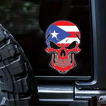 Автомобильные аксессуары Виниловая наклейка для удаления следов на виниловую наклейку с черепом Флага Пуэрто-Рико - Puerto Rico Bumper - Proudly Puerto Rican Deca
