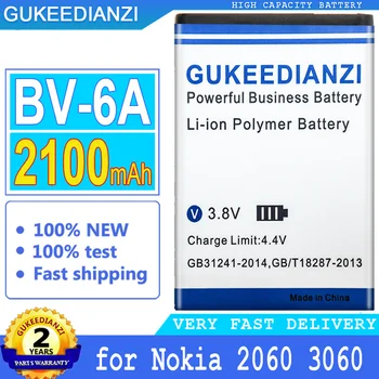 Аккумулятор мобильного Телефона Большой Емкости 2100 мАч BV-6A Для Nokia Banana 2060 3060 5250 C5-03 8110 4G Smartphon Batteries 