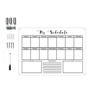 Акриловый настенный календарь с маркером сухого стирания, крепежные приспособления для ежемесячного еженедельного планирования, доска для дома, офиса, кухни