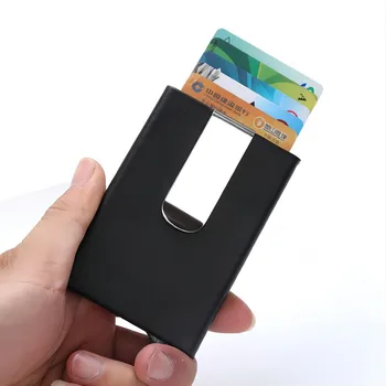 Алюминиевый металлический держатель для визитных карточек, многофункциональный противоугонный Минималистичный кошелек с защитой от размагничивания, Маленький черный кошелек