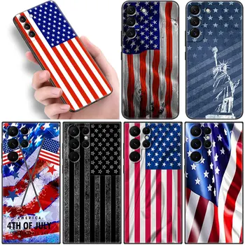 Американский Чехол С Флагом Соединенных Штатов Для Samsung Galaxy S22 S21 Ultra S20 FE S8 S9 S10E S10 Plus S10 Lite M23 5G Черный Мягкий Чехол