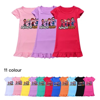 Аниме Ниндзя Kidz/Детская одежда, хлопковые платья до колен, пижамы для девочек с героями мультфильмов, детская ночная рубашка, одежда для девочек