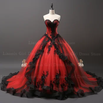 Аппликация из красного тюля и черного кружева, вечернее платье в полный рост, торжественный случай, женская элегантная одежда ручной работы на заказ W03
