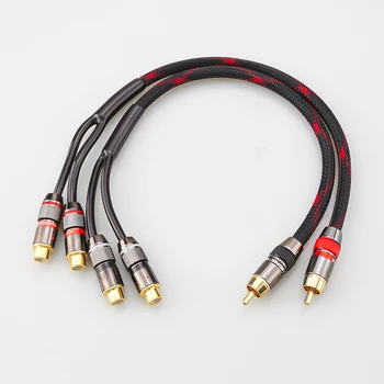 Аудиокабель HiFi RCA от 1 штекера до 2 штекерных кабелей-адаптеров, разветвитель проводов, разъем для стереозвука