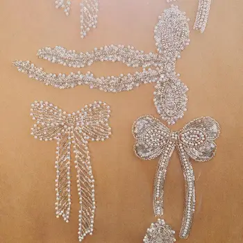 Бабочка, жемчужное кружево, нашивки с вышивкой, аппликация из пряжи Eugen, аксессуары для свадебного платья своими руками