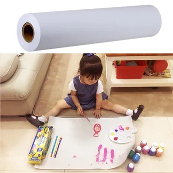Белая бумага для рисования, рулонная бумага для рисования, бумага для рисования и поделок, бумага для рисования (45 см x 25 м) 1ШТ