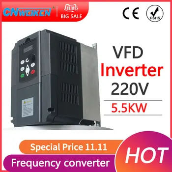 Бесплатная доставка 5.5 кВт 220 В частотно-регулируемый преобразователь для управления частотой вращения двигателя инвертор VFD VSD