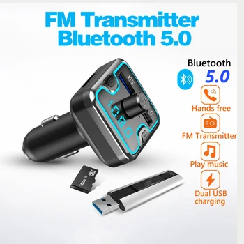 Беспроводной автомобильный комплект AITEMY Bluetooth с громкой связью, ЖК-FM-передатчик, автомобильное зарядное устройство с двумя USB-разъемами 3.1A, музыкальная MP3-карта TF, U-диск, AUX-плеер.