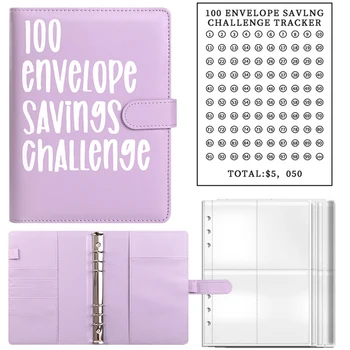 Блокнот 100 Savings Challenges С конвертами, Переплет для конвертов формата А5, С конвертами для наличных-Savings Challenges Прочный