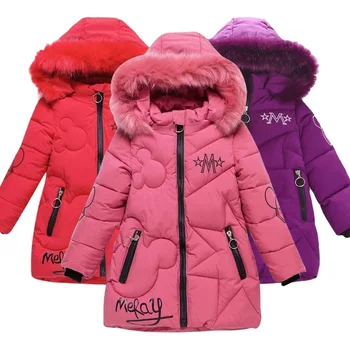 Большая зимняя куртка для девочек, теплое и утолщенное рождественское пальто, осенняя детская одежда на молнии с капюшоном, водонепроницаемая уличная одежда 3-12 лет