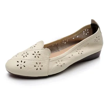 Большие размеры 35-43, Летняя женская обувь, женские сандалии на плоской подошве из натуральной кожи, повседневные дышащие сандалии, женские сандалии