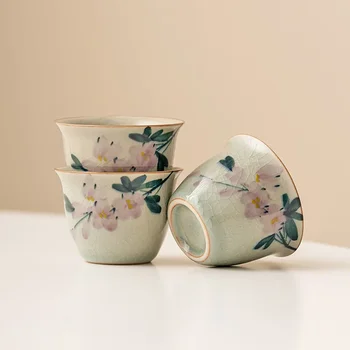 Борнеоловая глазурь, ручная роспись, образец магнолии, чайный сервиз кунг-фу, домашняя керамическая чашка для чая.