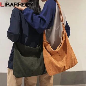 Вельветовые сумки через плечо, новые женские модные сумки для отдыха в стиле колледжа, дизайнерские сумки с несколькими карманами большой емкости, сумки-тотализаторы