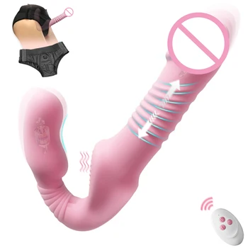 Вибратор для женщин, беспроводной фаллоимитатор со страпоном, Мягкий силиконовый вибрирующий искусственный пенис, страпон на ремне безопасности, игрушки для взрослых