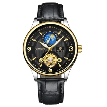 Водонепроницаемые мужские часы Tevise Popular Moon с механическим турбийоном, водонепроницаемые мужские часы