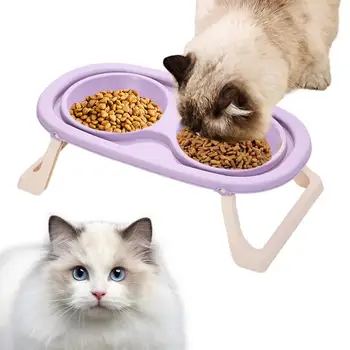 Высокие миски для кошек, двойное съемное блюдо для кошек, миска для корма, товары для домашних животных, защита от брызг Для ветеринарных больниц, владельцев домашних животных, зоомагазинов