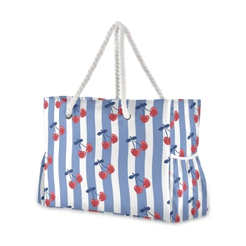 Высококачественная женская нейлоновая сумка-тоут большой емкости, женская повседневная сумка через плечо, женская повседневная сумка для покупок Cherries Fresh, пляжная сумка для покупок