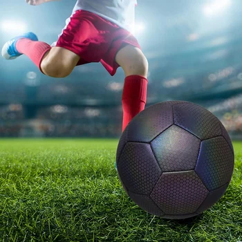 Голографический футбольный мяч с внутренней и наружной подсветкой, Светоотражающие ночные игры для мальчиков и девочек, мужчин и женщин, футбольные тренировки