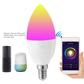 Голосовое Управление E12 E14 Rgbcw Работает С Alexa Home Smart Home Умная Свеча Лампа Tuya Led Лампа Zigbee 3.0 5 Вт