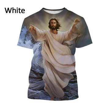 Горячая распродажа 2023 года, Новая футболка с 3D-принтом Jesus Love Every Christian, Летняя мода Jesus